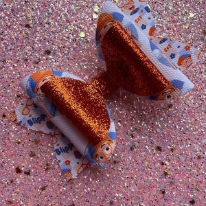 Orange Bow Tie Guy Glitter Single Hair Bow
