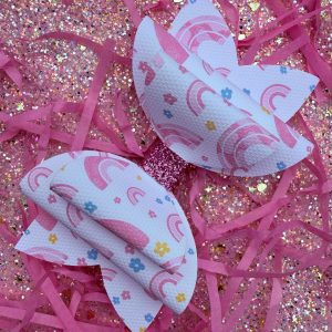 Pink Rainbows Handmade Hair Bow Single Bow