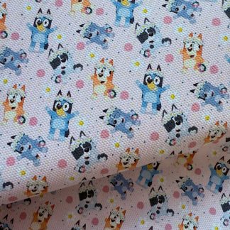 Blue Dog Friend Daisy Canvas Fabric Sheet A4 280gsm
