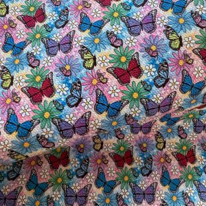 Butterflies & Flowers 004 Canvas Fabric Sheet A4 280gsm