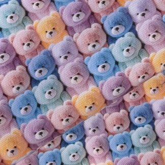 3D Effect Colourful Bears Canvas Fabric Sheet A4 280gsm