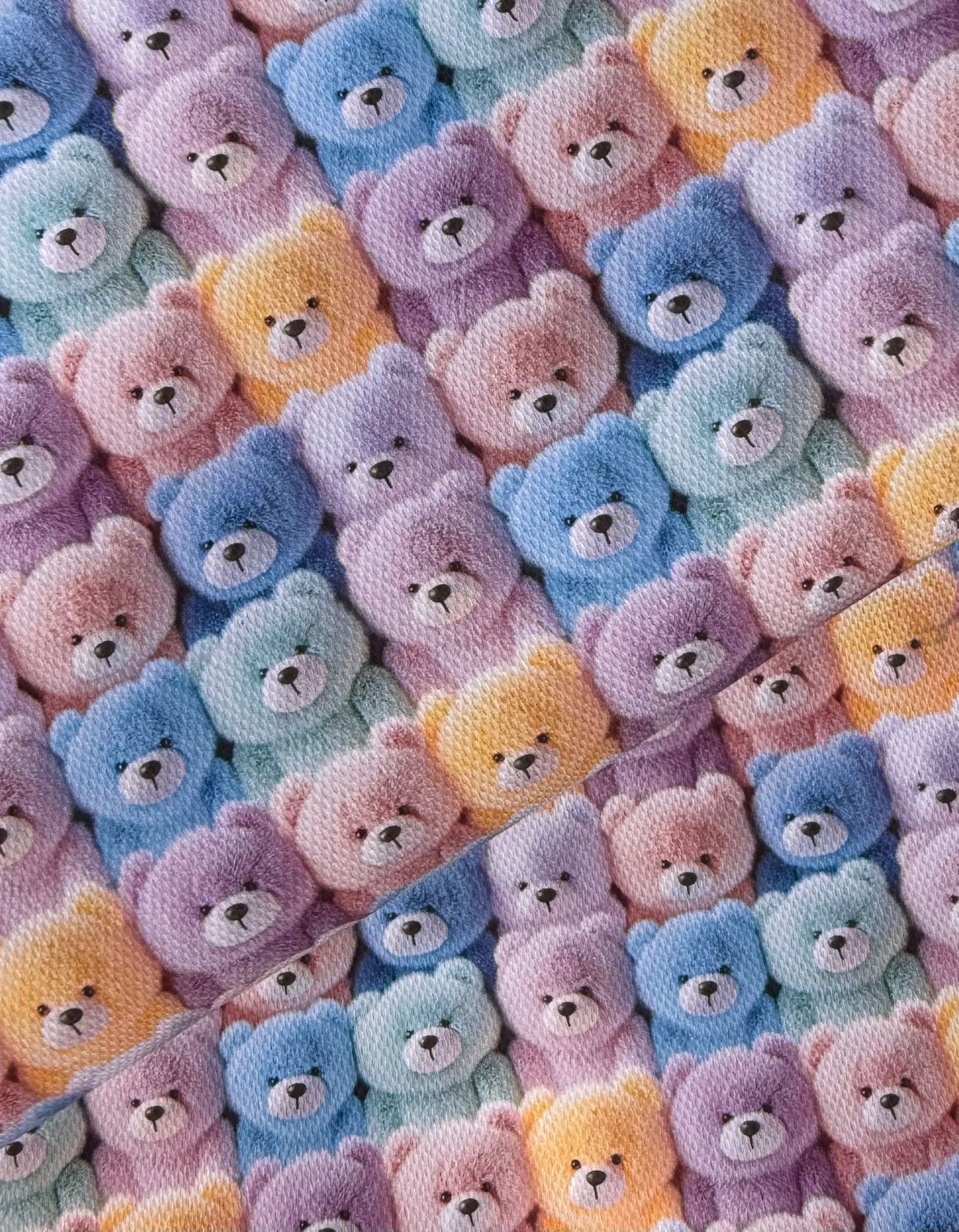 3D Effect Colourful Bears Canvas Fabric Sheet A4 280gsm