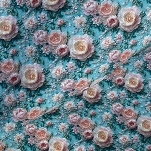 3D Effect Beautiful Flowers Canvas Fabric Sheet A4 280gsm