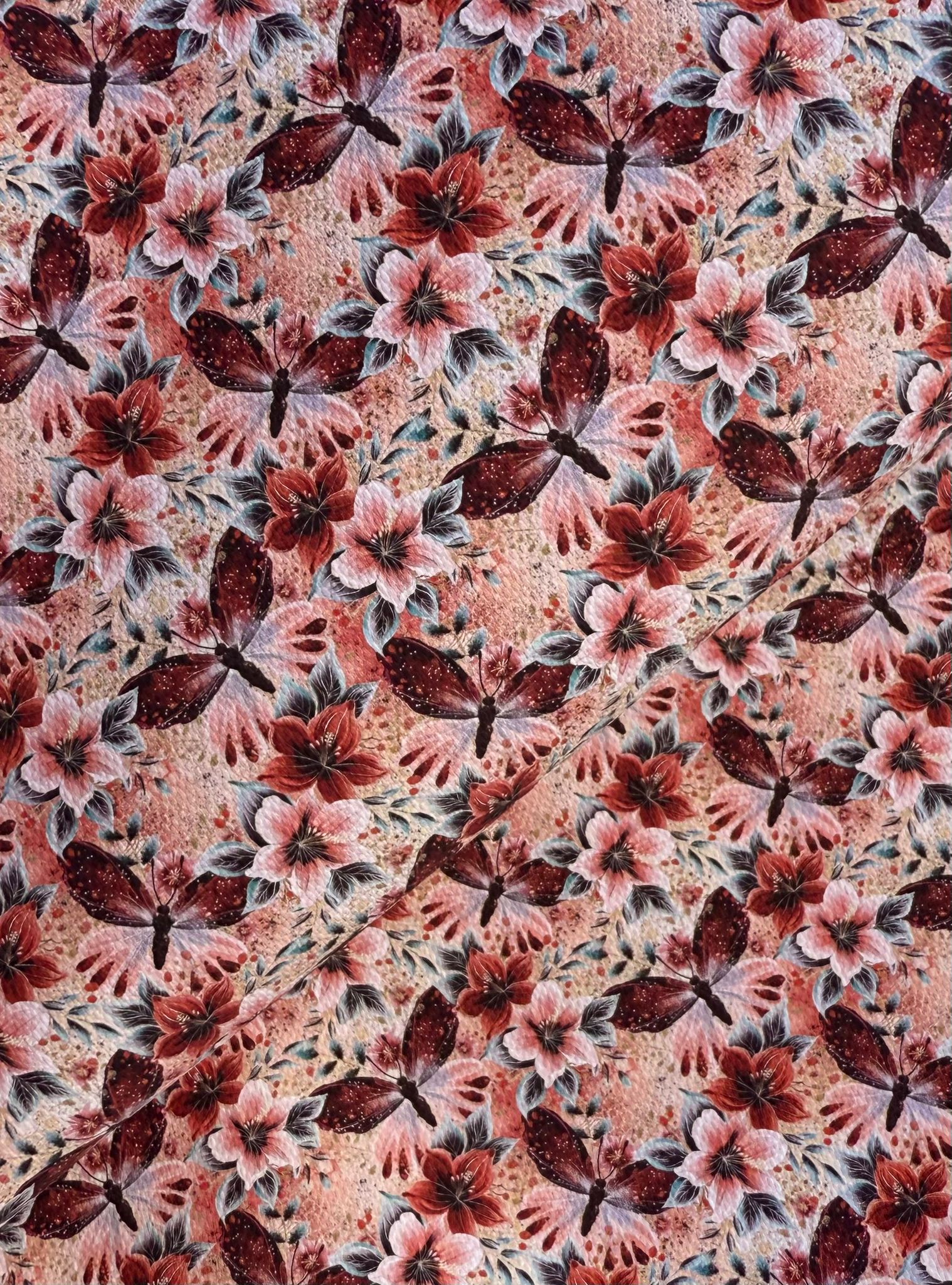 Butterflies & Flowers 002 Canvas Fabric Sheet A4 280gsm