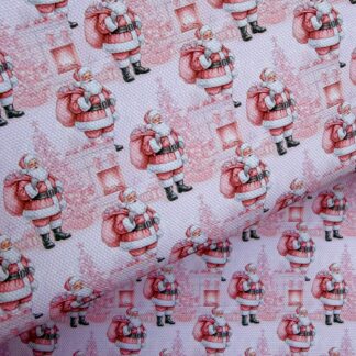 Pink Santa 001 Canvas Fabric Sheet