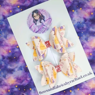 Princess Hair Bows Matching Pair Set