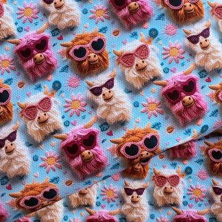 3D Effect Highland Cows A4 Canvas Fabric Sheet