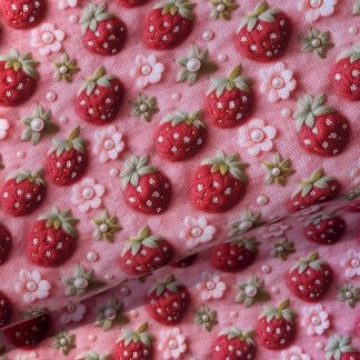 Flowers & Strawberries 002 Canvas Fabric Sheet