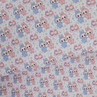Bubu Pink & Blue Canvas Fabric Sheet A4 280gsm
