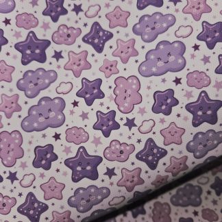 Clouds & Stars 002 Canvas Fabric Sheet A4 280gsm