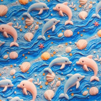 Dolphins 001 Canvas Fabric Sheet