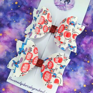 Red Nose Day Stitch Hair Bows