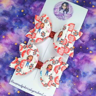 Red Nose Day Gabby's Dollhouse Hair Bows