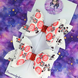 Red Nose Day Mickey & Minnie Hair Bows