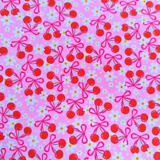 Cherry Bow 001 Canvas Fabric Sheet