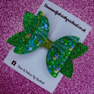 Grinch X Blue Dog Glitter 001 Hair Bow