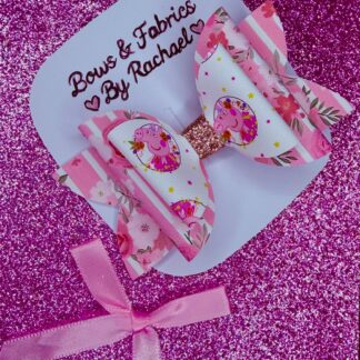 Pink Piggie Floral Hair Bow