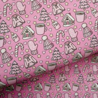Pink Christmas 002 Canvas Fabric Sheet