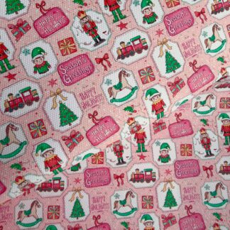 Pink Christmas 008 Canvas Fabric Sheet