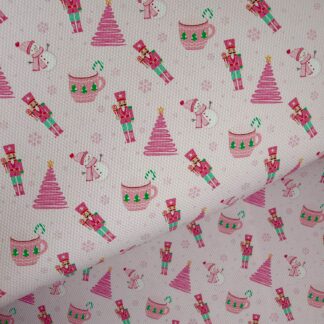 Pink Christmas 012 Canvas Fabric Sheet