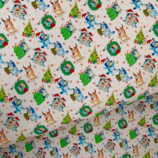 Blue Dog Christmas 005 Canvas Fabric Sheet