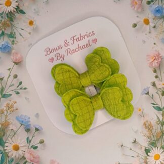 Limited Edition Teeny Pigtail Hair Bows Green