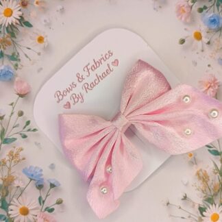 Limited Edition Pink Satin & Pearl Hair Bow