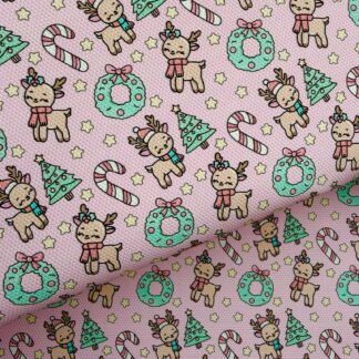 Pink Christmas 001 Canvas Fabric Sheet
