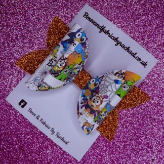 Blue Dog Halloween Glitter Hair Bow