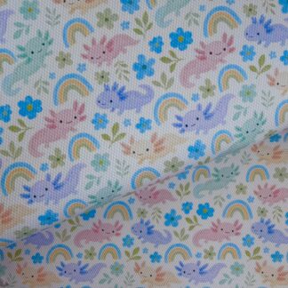 Rainbows & Axolotls 001 Canvas Fabric Sheet