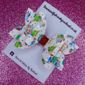 Blue Dog Christmas 005 Hair Bow