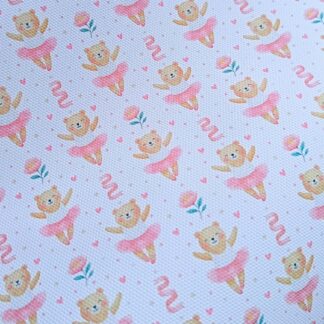 Ballerina Bear 001 Canvas Fabric Sheet