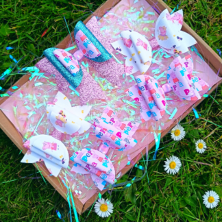 Pink Piggie Hair Bow Gift Set