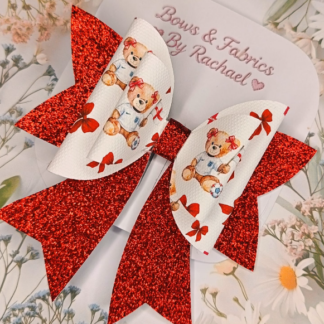 England World Cup Glitter Tail Hair Bow
