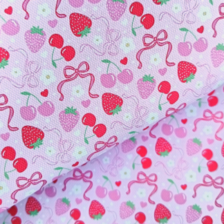 Strawberry Bow 002 Canvas Fabric Sheet