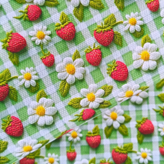 Floral Strawberries 001 Canvas Fabric Sheet