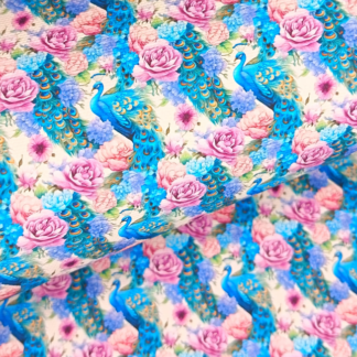Floral Peacock 001 Canvas Fabric Sheet