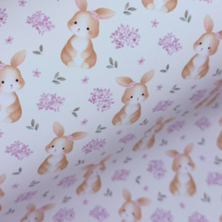 Floral Bunny 001 Canvas Fabric Sheet