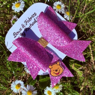 Pooh Bear Glitter Tail Hair Bow