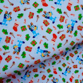 Blue Dog Christmas 002 Canvas Fabric Sheet