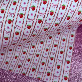 Strawberry Bow 006 Canvas Fabric Sheet