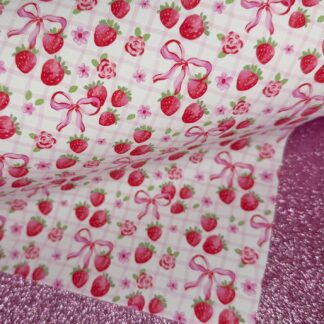 Strawberry Bow 003 Canvas Fabric Sheet
