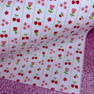 Cherries & Flowers 001 Canvas Fabric Sheet