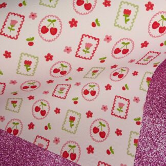 Cherries & Flowers 002 Canvas Fabric Sheet
