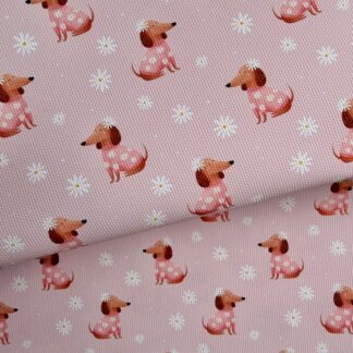 Floral Pup 001 Canvas Fabric Sheet