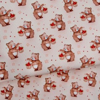 Strawberry Bear 001 Canvas Fabric Sheet