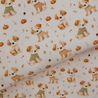 Autumn Pups 001 Canvas Fabric Sheet