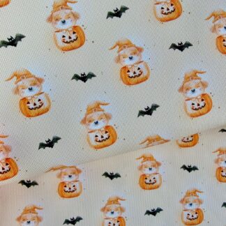 Pup Halloween 001 Canvas Fabric Sheet