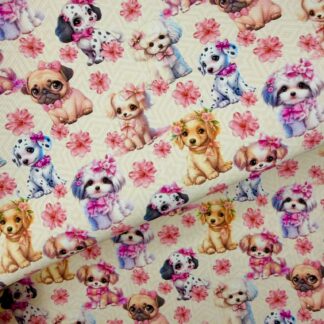 Floral Pup 002 Canvas Fabric Sheet
