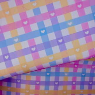 Gingham Hearts 001 Canvas Fabric Sheet